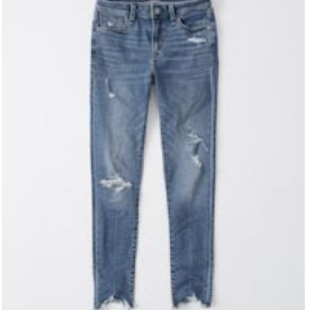 A&F Ripped Mid Rise Super Skinny Ankle Jeans - Size 25/0